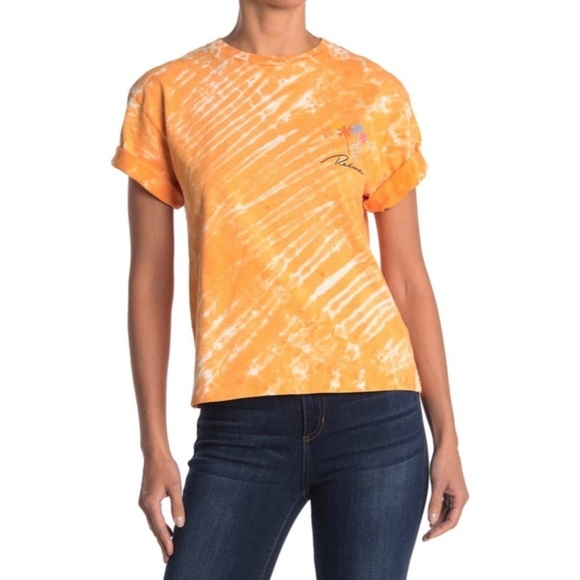 NEW RE/DONE Orange Tie-Dye Palm Tree Tee - Picture 1 of 3